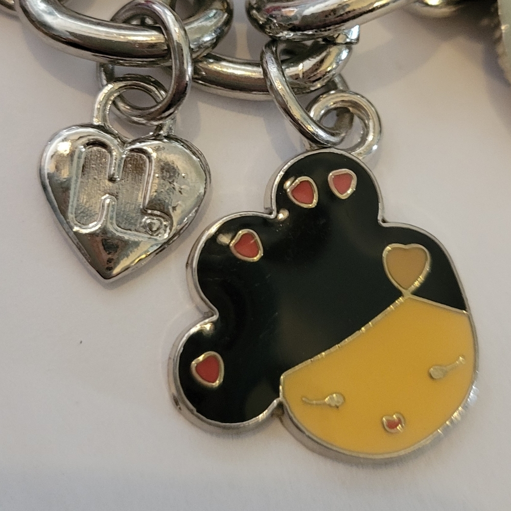 Harajuku Lovers Enamel Charm Bangle Bracelet Chunky Gwen Stefani 5 Doll Charms - Picture 2 of 10